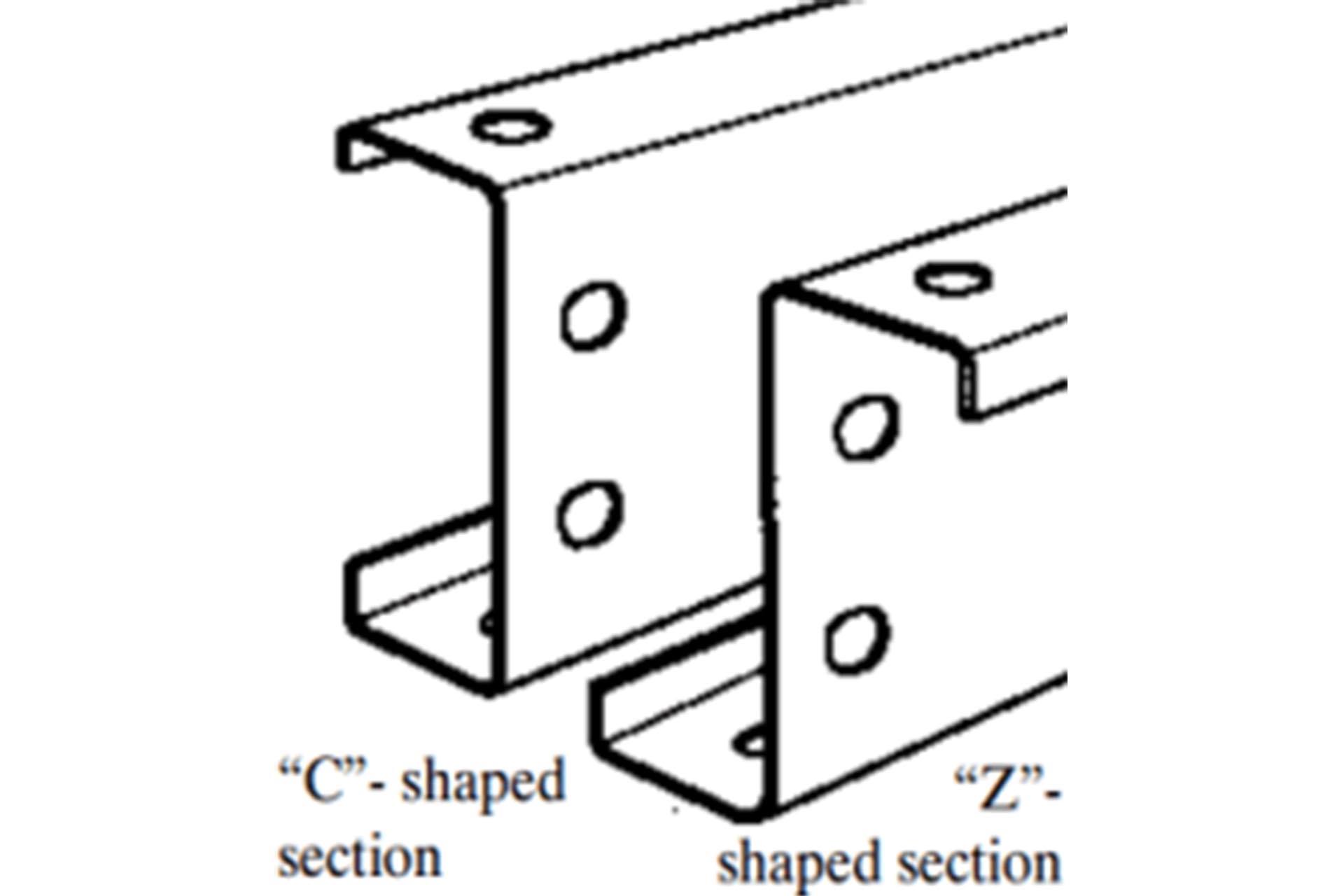 A stack of C-purlins and Z-purlins, which are structural components of pre-engineered buildings.