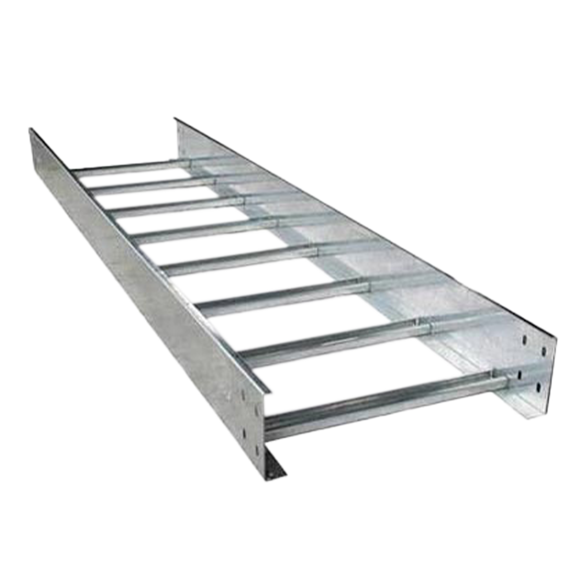 Technical drawing of a ladder-type cable tray, showing its structure and components.