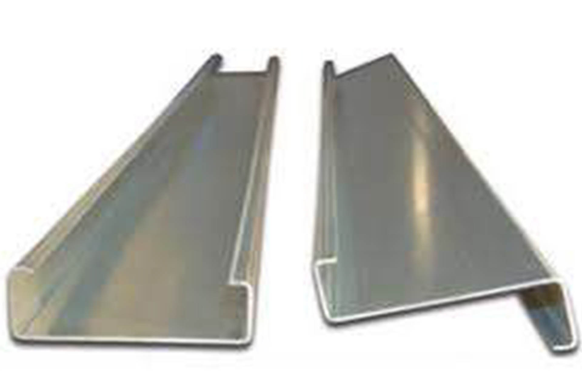 Close-up of C-shaped and Z-shaped steel sections used in the construction of pre-engineered buildings.