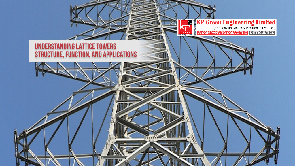 A tall steel lattice tower for electrical transmission, showcasing its complex, crisscrossing structure.